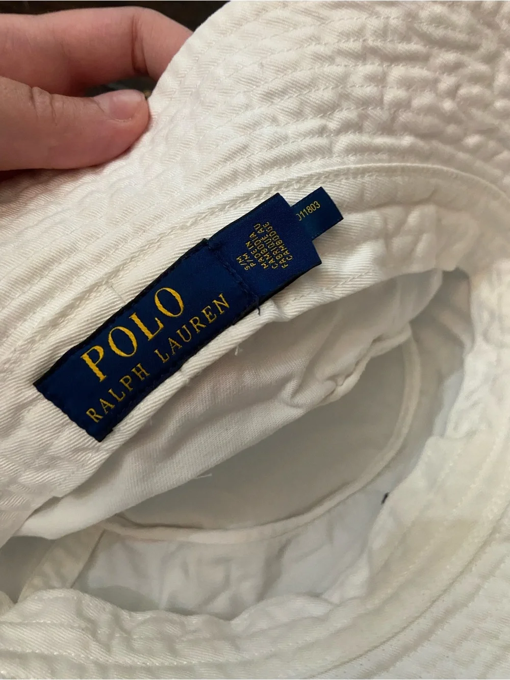 Polo Ralph Lauren White Cotton Bucket Hat Black Pony Logo S/M 39480